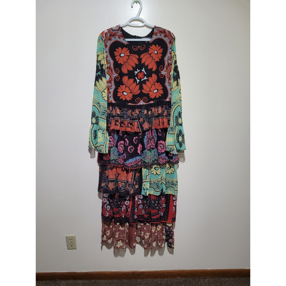 NWT Misslook Stylewe Maxi Dress Women 14 Multicolor Floral Tiered Boho patchwork
